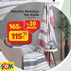 PAMUKLU BATTANİYE TEK KİŞİLİK